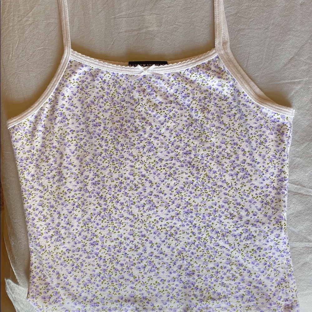 rare brandy melville purple floral skylar tank